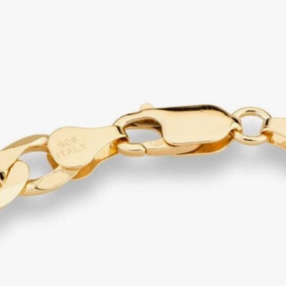 New Gold Figaro Chain Bracelet Men’s Gold over 925 Thick Chain Bracelet - Picture 4 of 6